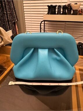 Themoire brand teal Ruched Frame Top-Handle Women’s Bag